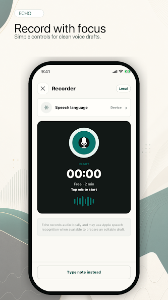 Echo voice recorder with elapsed time and recording controls